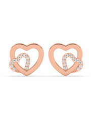 Lab Grown Lovely Heart Diamond Earrings In Gold