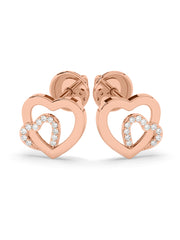 Lab Grown Lovely Heart Diamond Earrings In Gold