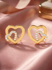 Lab Grown Lovely Heart Diamond Earrings In Gold