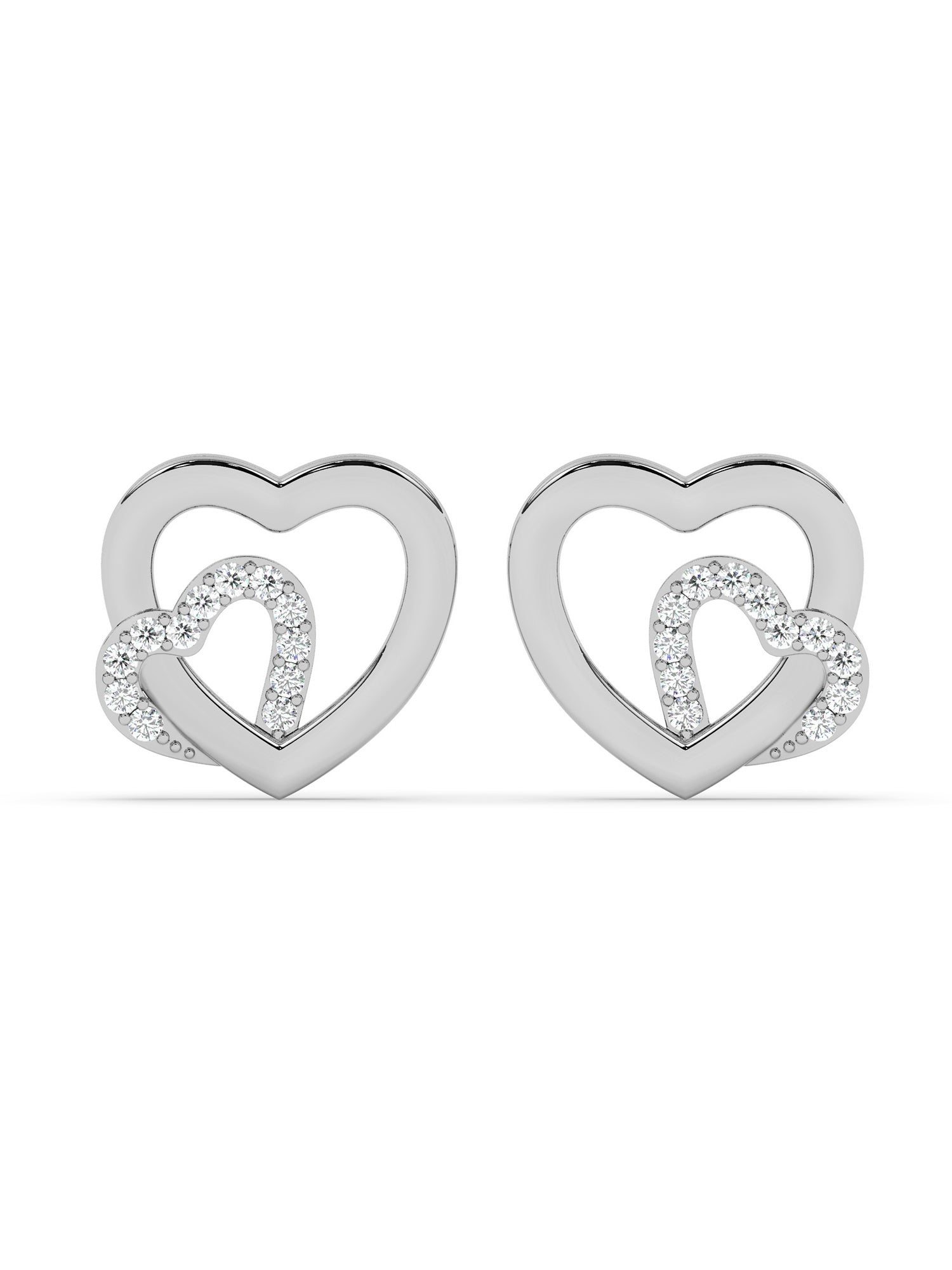 Lab Grown Lovely Heart Diamond Earrings In Gold
