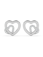Lab Grown Lovely Heart Diamond Earrings In Gold