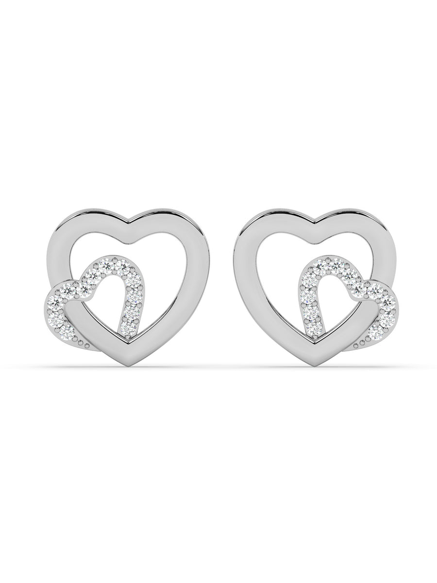 Lab Grown Lovely Heart Diamond Earrings In Gold