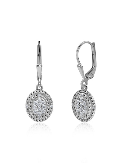 American Diamond Drop Earrings in 925 Sterling Silver - BIS Hallmarked