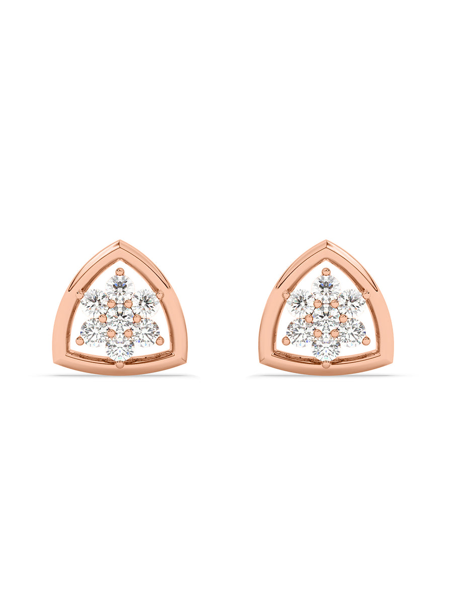 Lab Grown Trillion Diamond Earrings In Gold