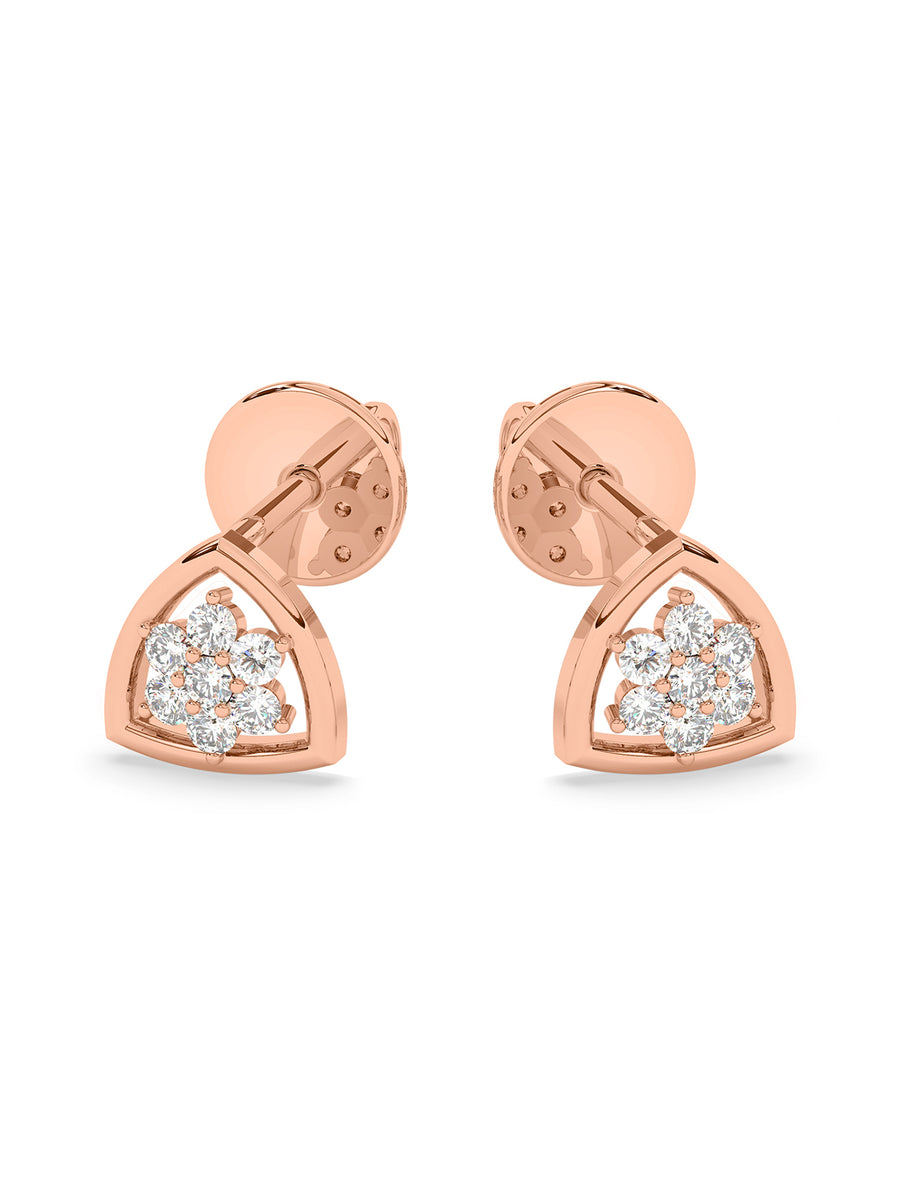 Lab Grown Trillion Diamond Earrings In Gold