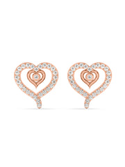 Lab Grown Romance Twin Heart Diamond Earrings In Gold
