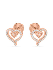 Lab Grown Romance Twin Heart Diamond Earrings In Gold