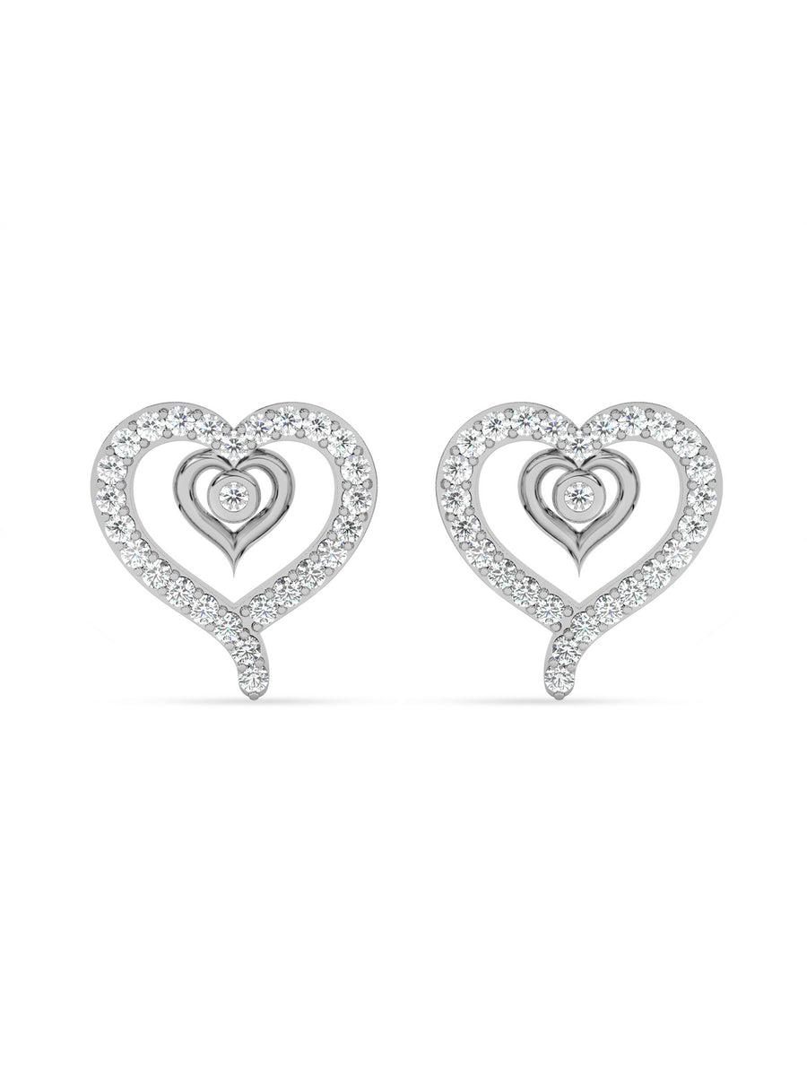 Lab Grown Romance Twin Heart Diamond Earrings In Gold