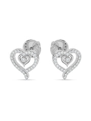 Lab Grown Romance Twin Heart Diamond Earrings In Gold