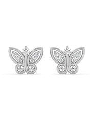 Lab Grown Butterfly Diamond Stud Earrings In Gold