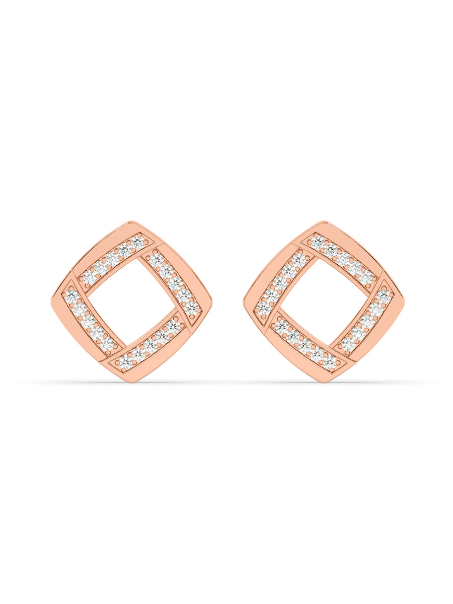 Lab Grown Square Diamond Studs in Gold