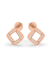 Lab Grown Square Diamond Studs in Gold