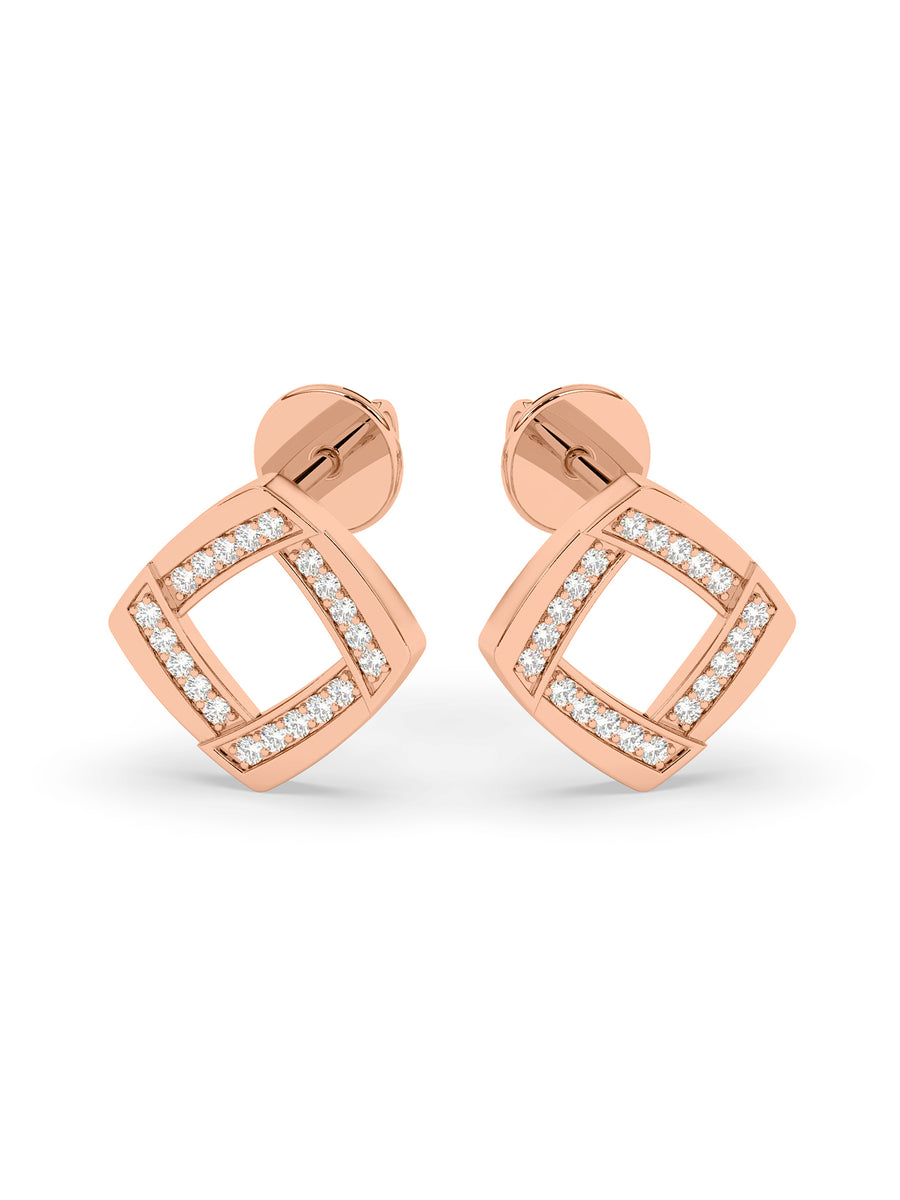 Lab Grown Square Diamond Studs in Gold