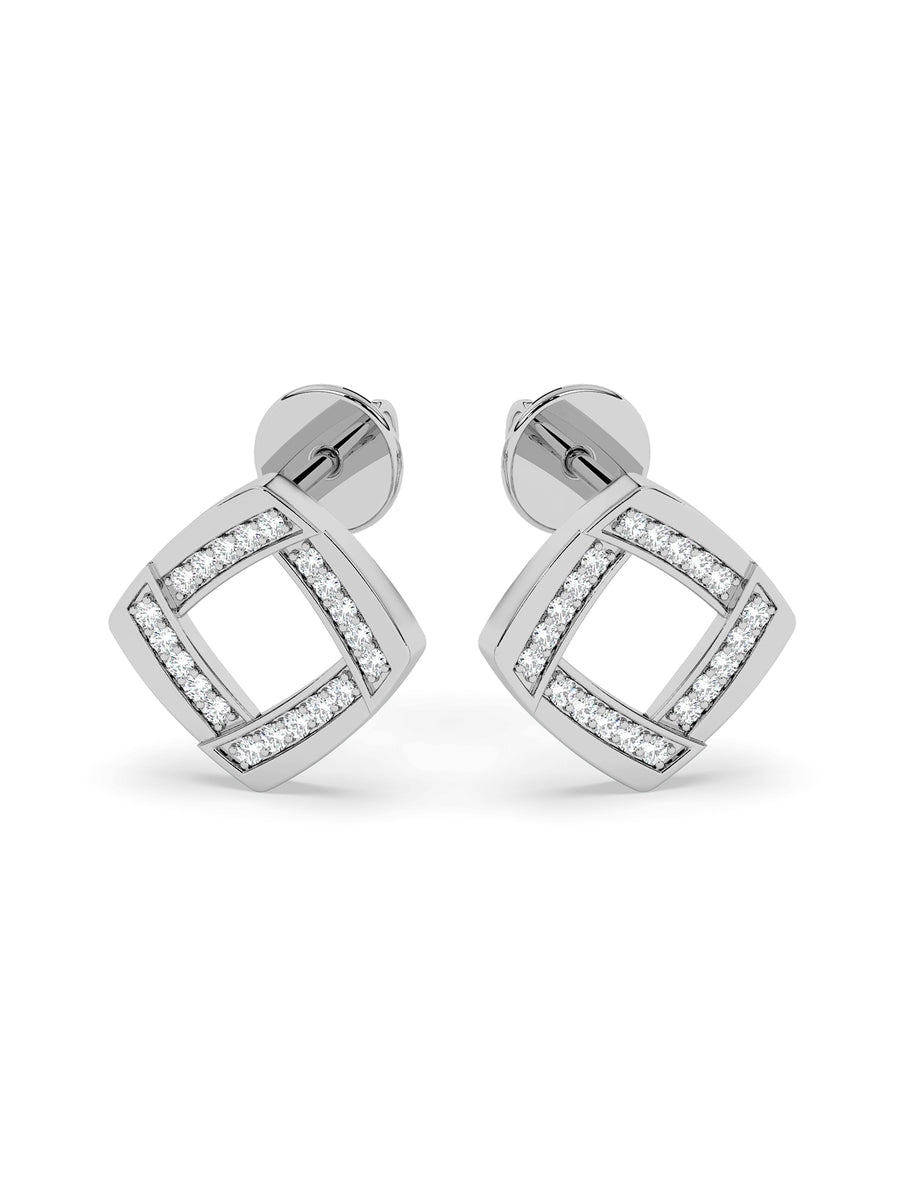 Lab Grown Square Diamond Studs in Gold