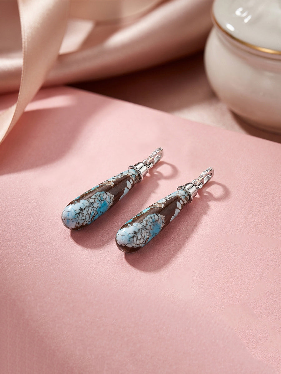 Natural Brown Turquoise Earrings