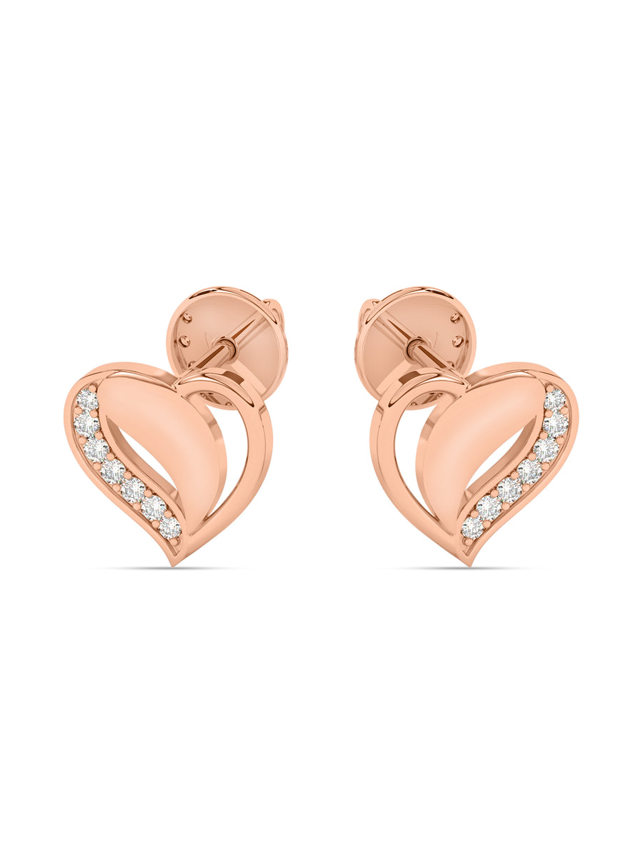Lab Grown Romance Heart Diamond Earrings In Gold