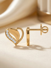 Lab Grown Romance Heart Diamond Earrings In Gold