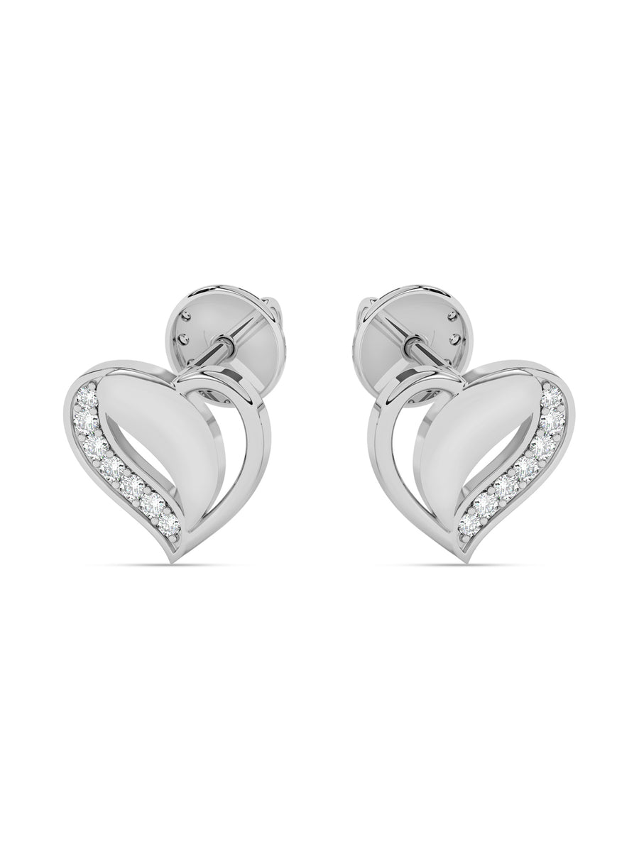 Lab Grown Romance Heart Diamond Earrings In Gold
