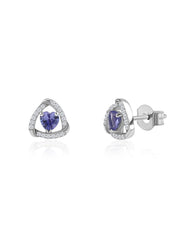 Tanzanite Heart Stud Earrings