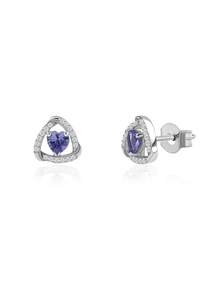 Tanzanite Heart Stud Earrings