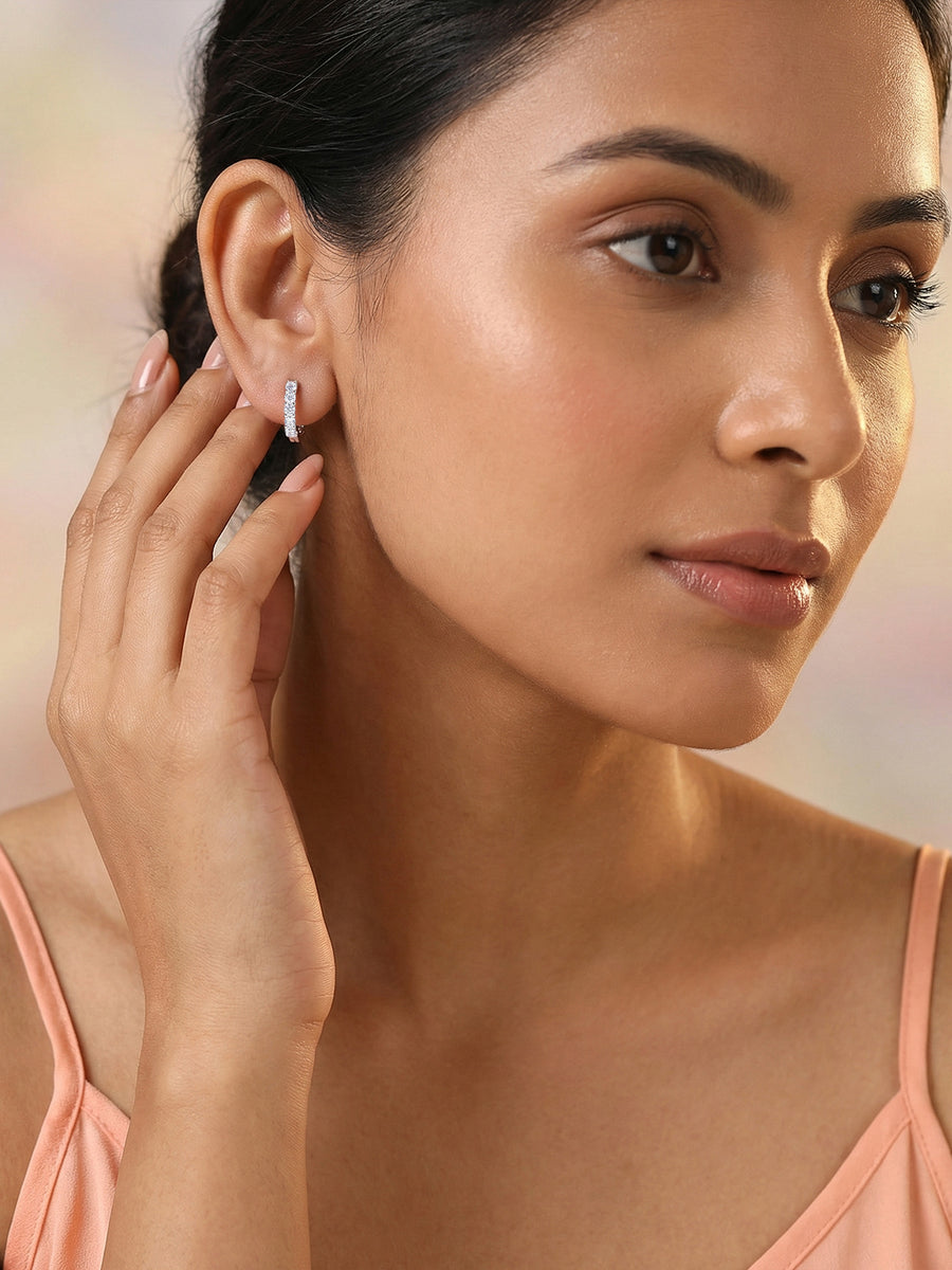 Eternal Shine Silver CZ Hoops