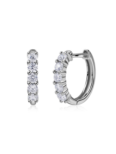 American Diamond Hoop Earrings in 925 Sterling Silver - BIS Hallmarked