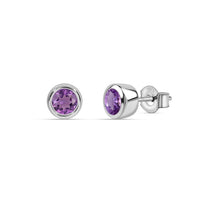 Natural Amethyst Classic Silver Stud Earrings