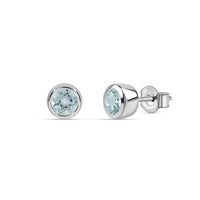 Natural Aquamarine Minimal Silver Stud Earrings