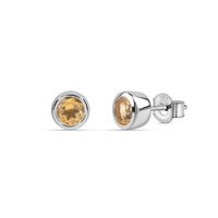 Natural Citrine Silver Stud Earrings