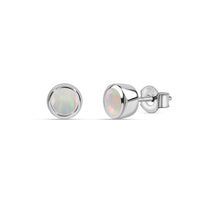 Natural Ethiopian Opal Silver Stud Earrings