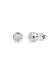 Ethiopian Opal Silver Stud Earrings