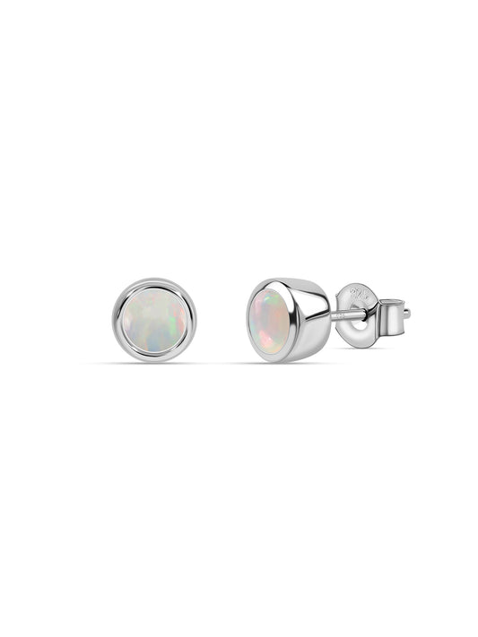 Natural Ethiopian Opal Silver Stud Earrings