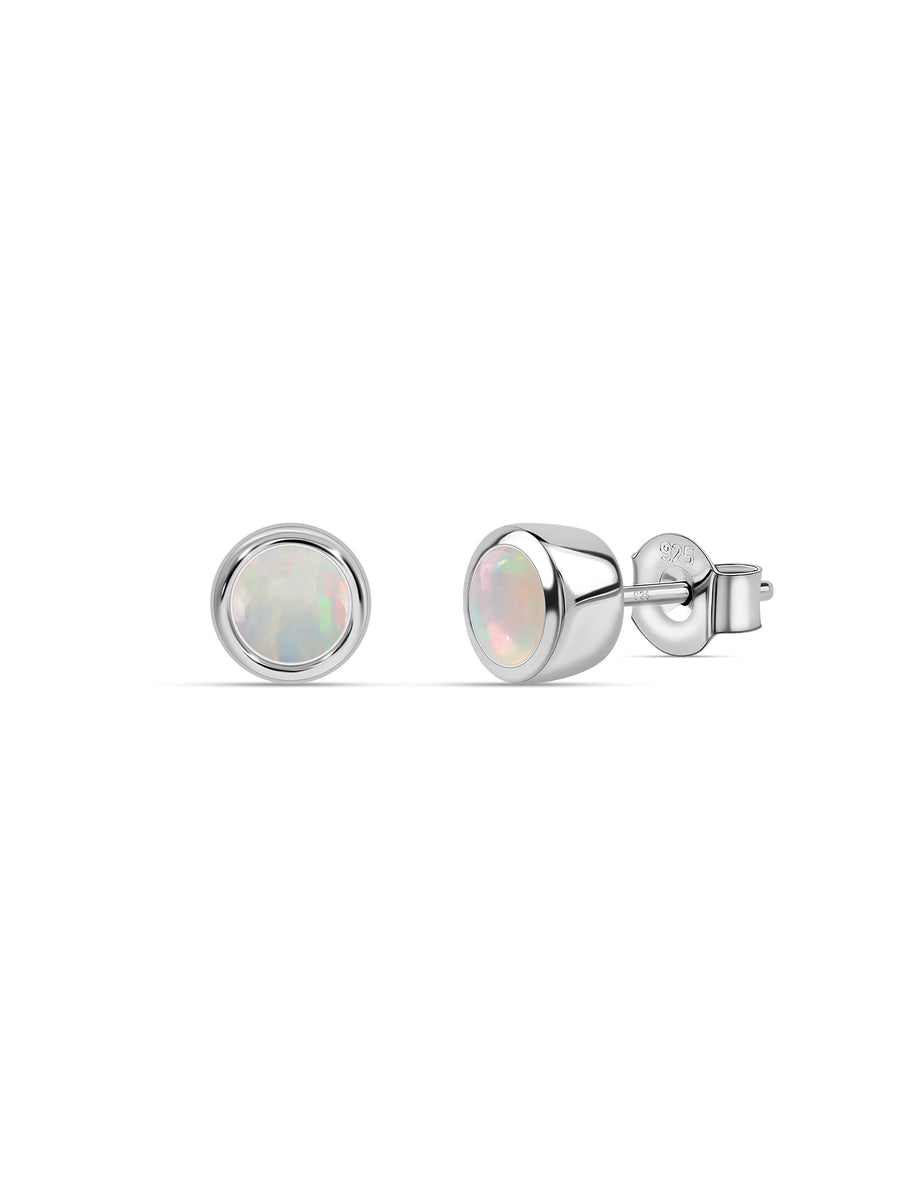 Ethiopian Opal Silver Stud Earrings