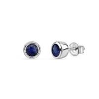 Natural Blue Sapphire Silver Stud Earrings