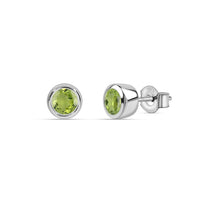 Natural Peridot Silver Stud Earrings