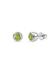Natural Peridot Silver Stud Earrings