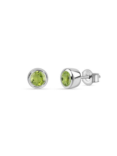 Natural Peridot Silver Stud Earrings