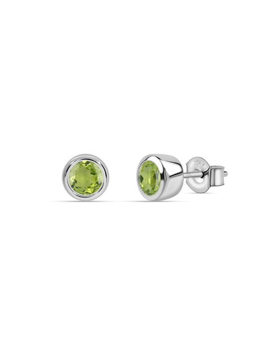 Natural Peridot Silver Stud Earrings