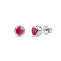 Natural Ruby Silver Stud Earrings