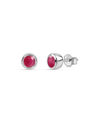 Natural Ruby Silver Stud Earrings