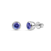 Natural Tanzanite Silver Stud Earrings