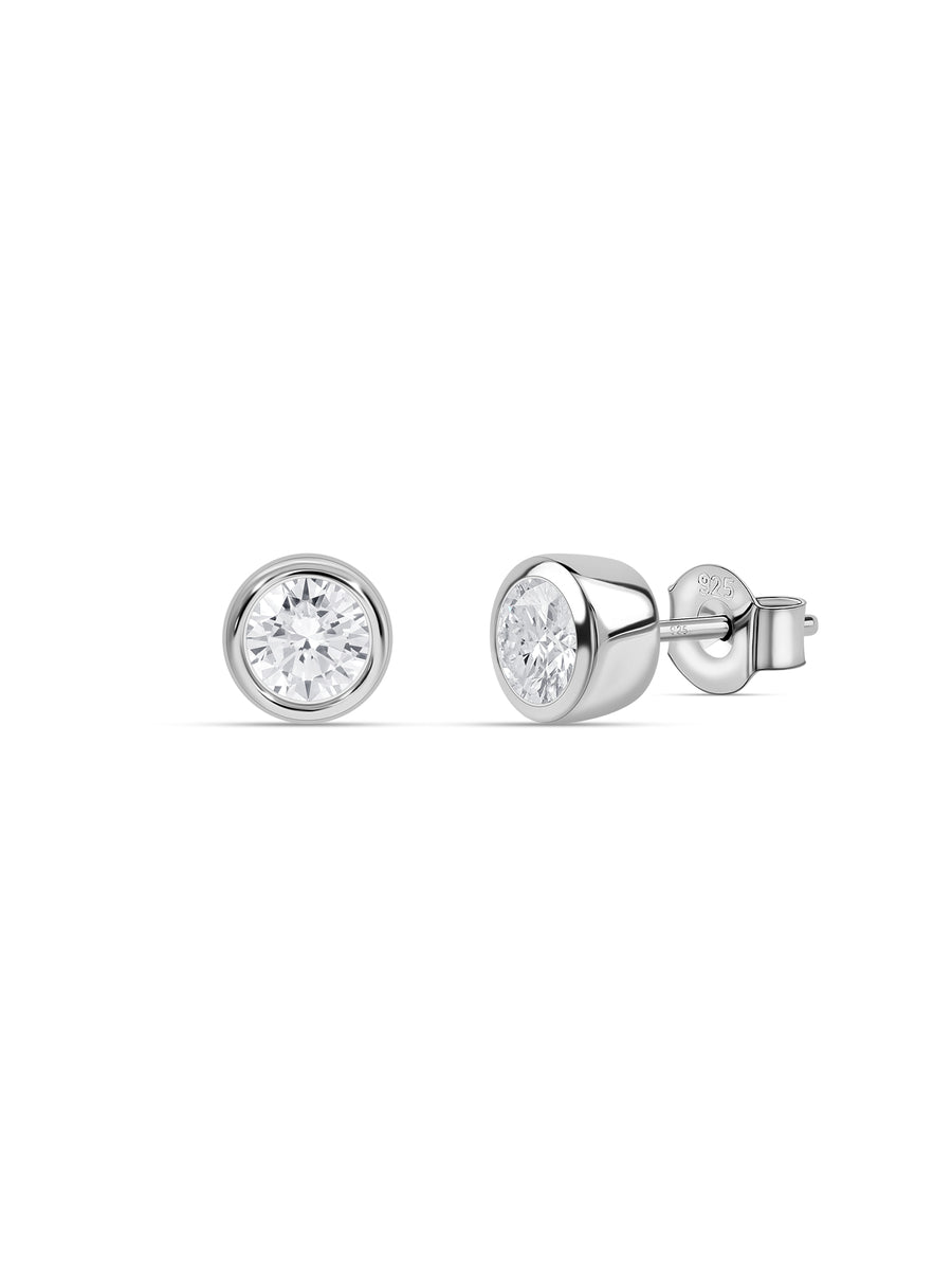 Natural White Topaz Essential Silver Stud Earrings