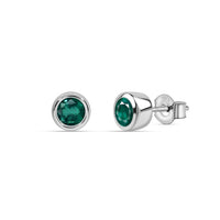 Natural Emerald Silver Stud Earrings