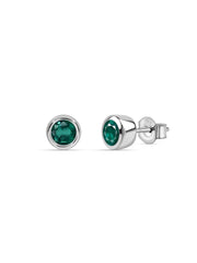 Natural Emerald Silver Stud Earrings