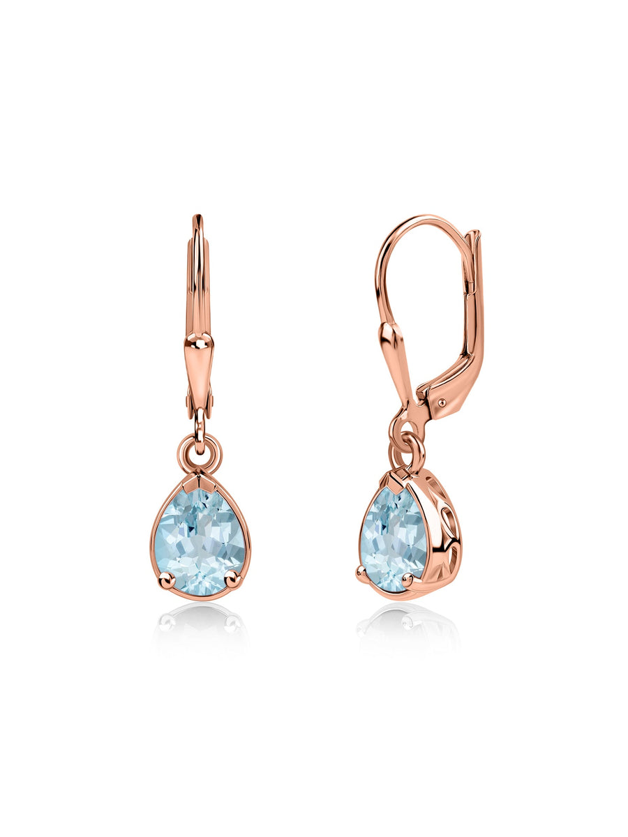 Natural Aquamarine Drop Gold Earrings