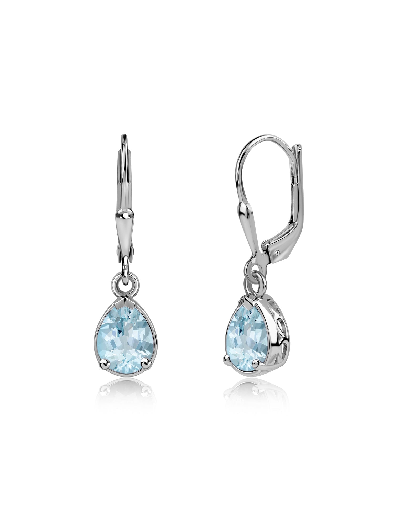Natural Aquamarine Drop Gold Earrings