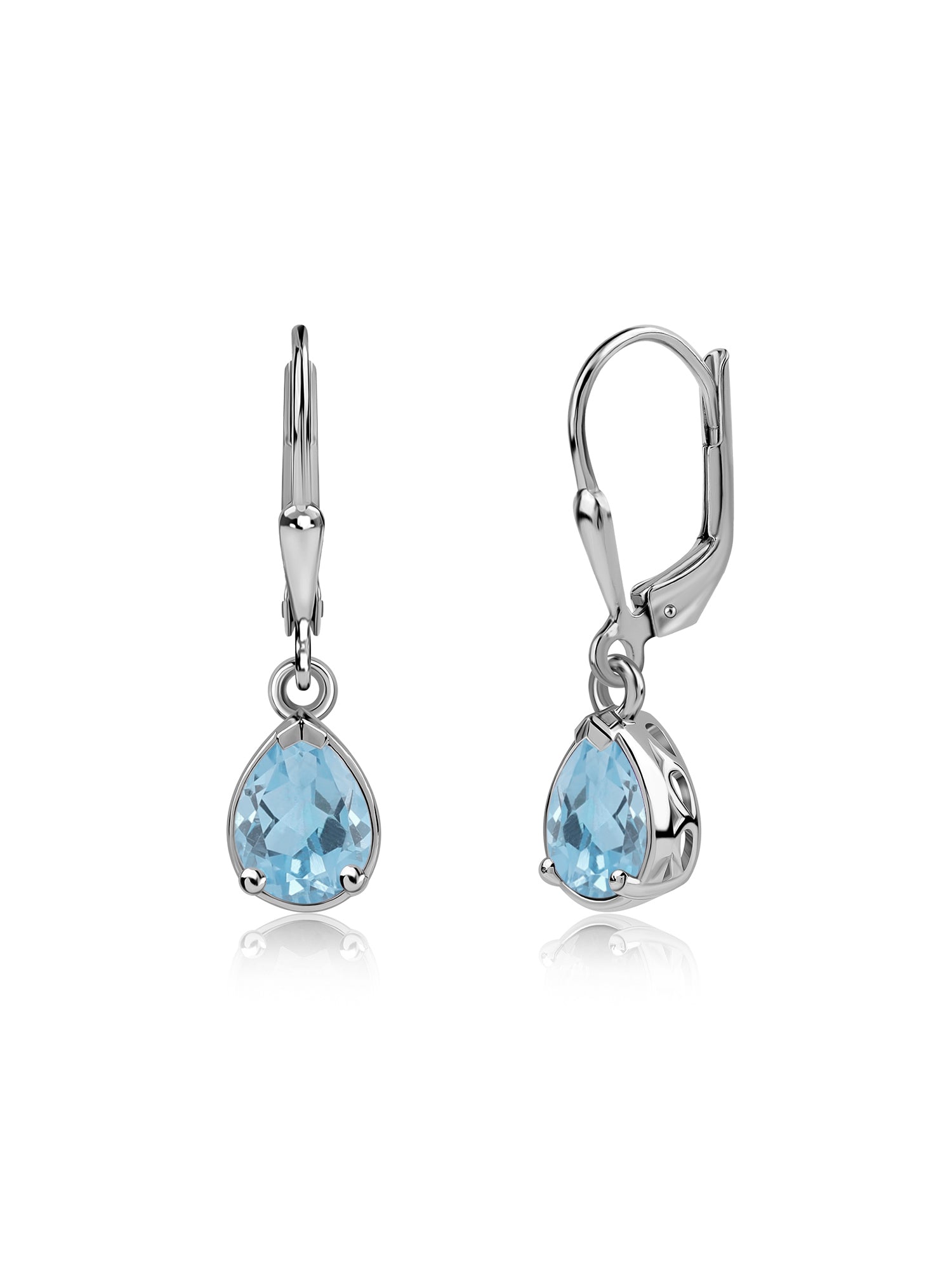 Natural Swiss Blue Topaz Drop Gold Earrings