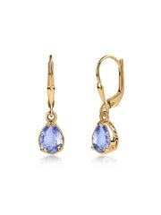 Natural Tanzanite Drop Gold Earrings