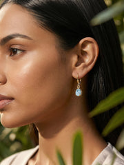Natural Aquamarine Drop Gold Earrings