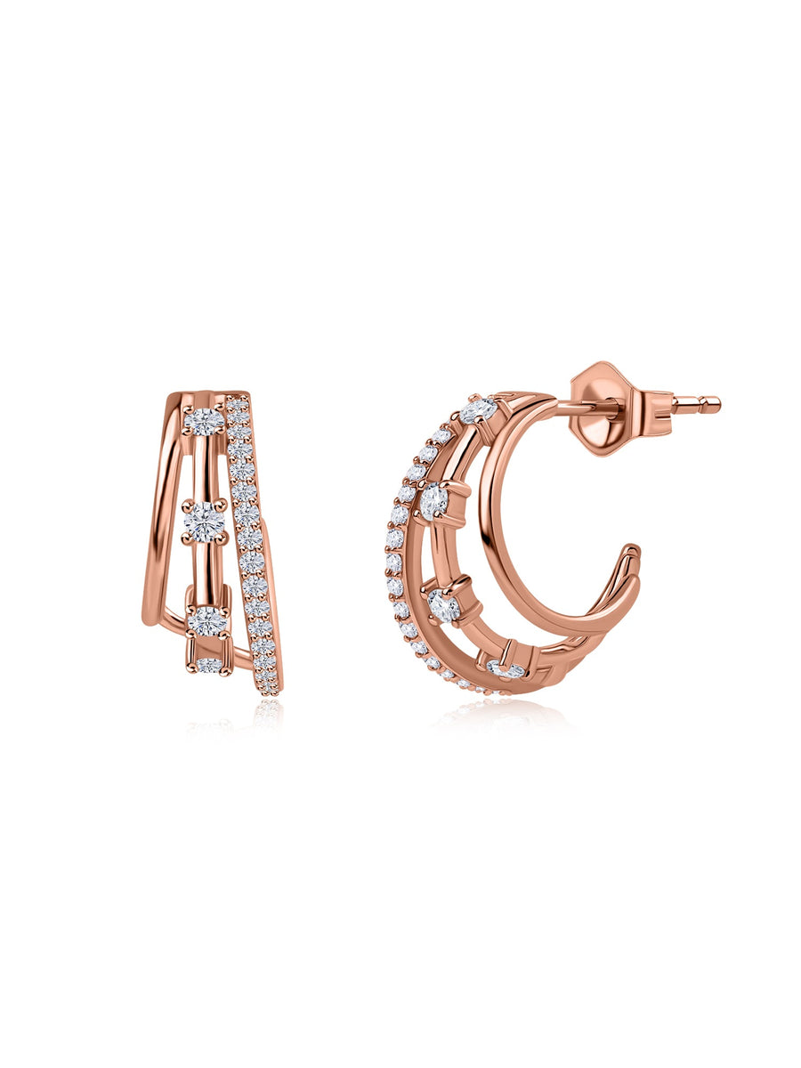 Lab Diamond Gold Huggie Hoop Earrings
